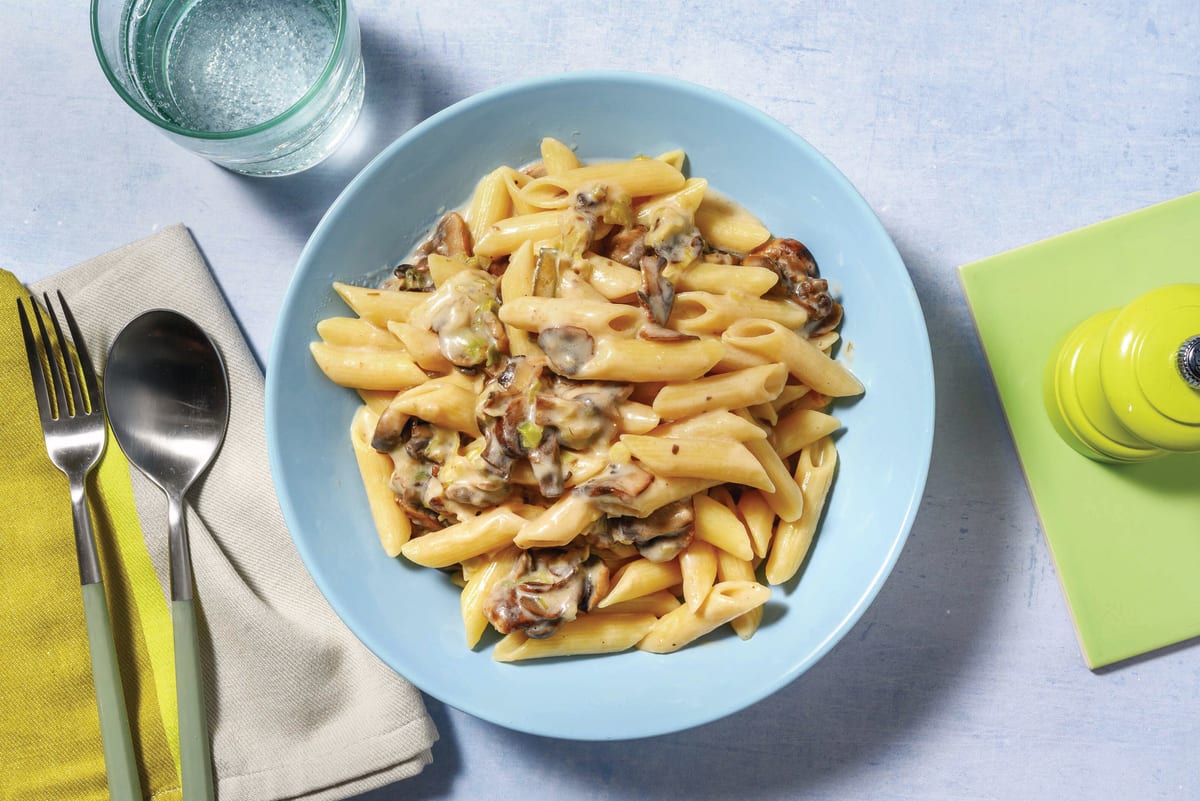 One-Pot Creamy Chicken, Mushroom & Leek Penne