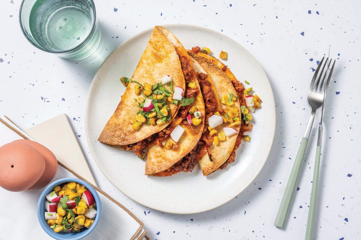 Mexican Plant-Based Mince Quesadillas