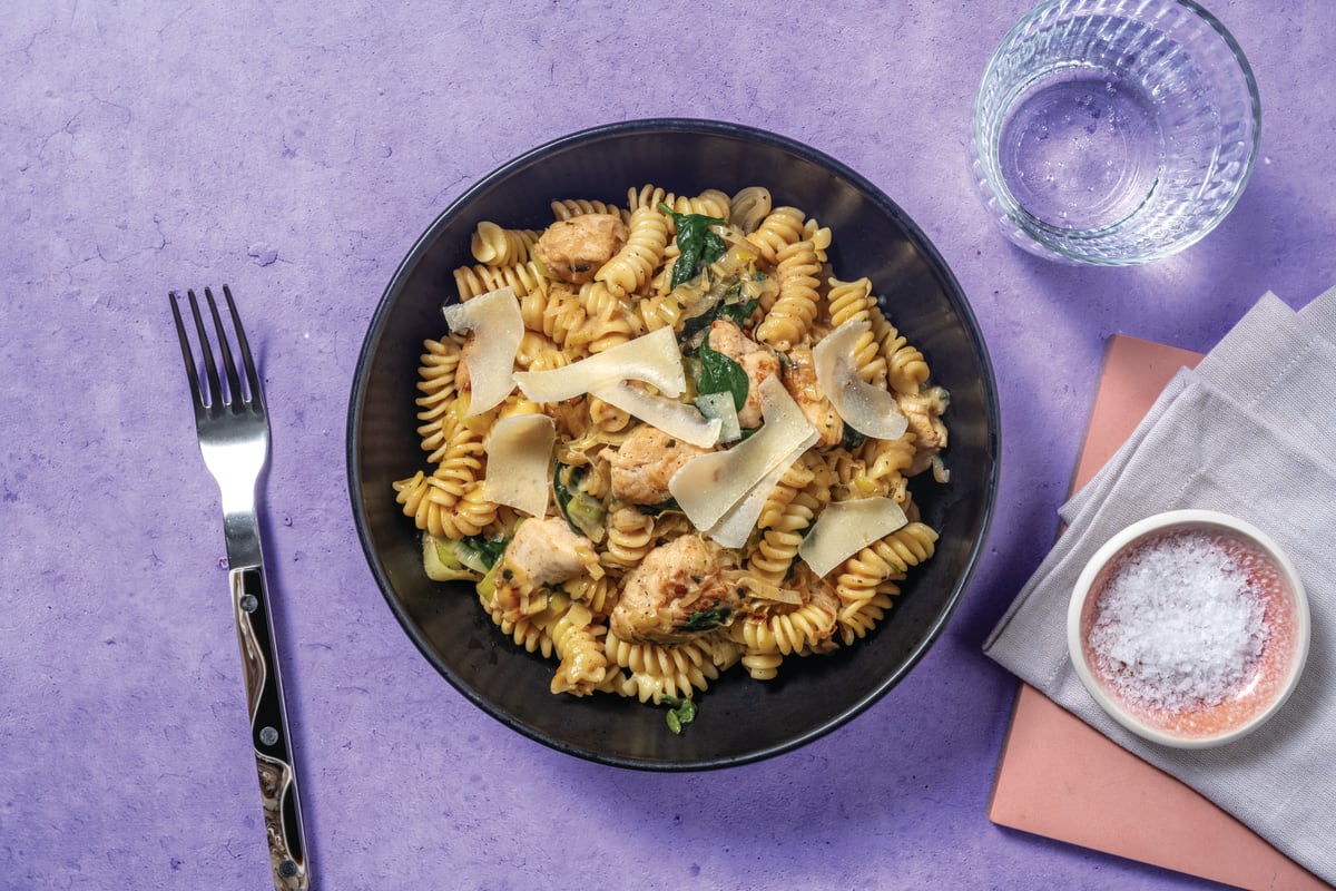 Creamy Chicken, Bacon & Leek Fusilli