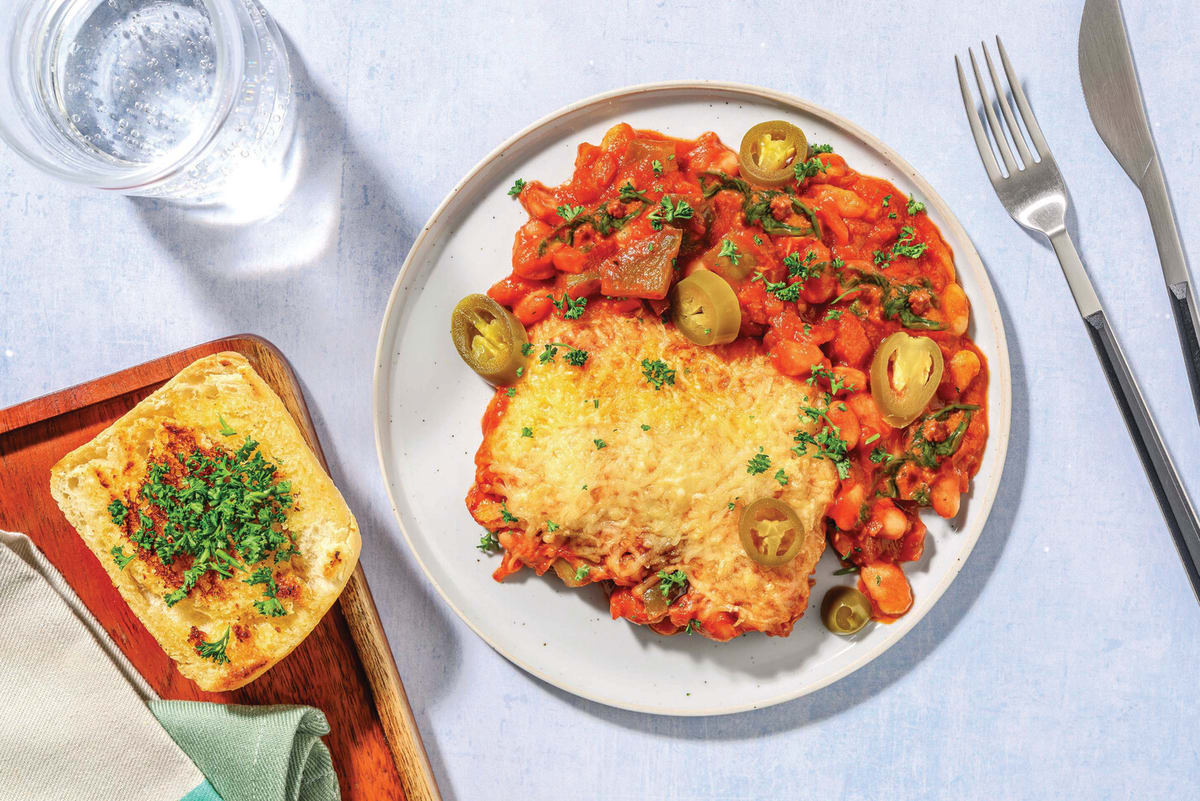 BBQ Bacon, Cannellini Bean & Capsicum Bake