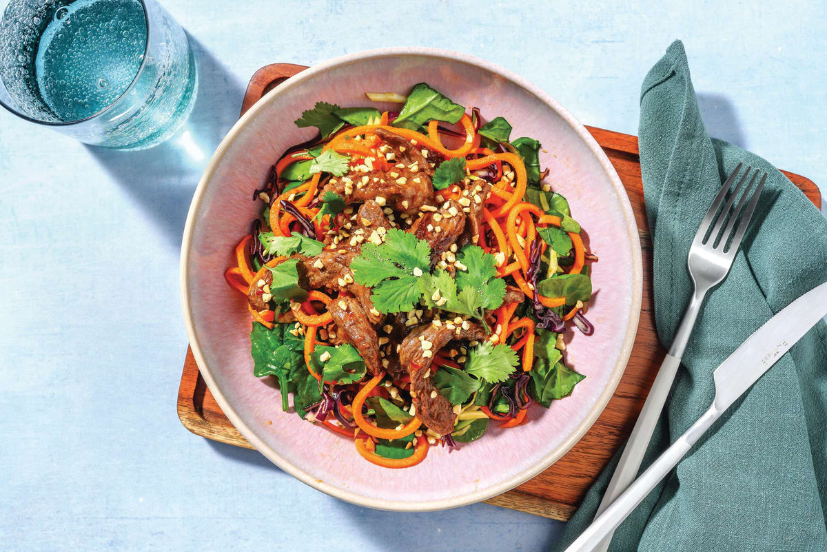 Double Sweet-Soy Beef & Ponzu Carrot Noodles