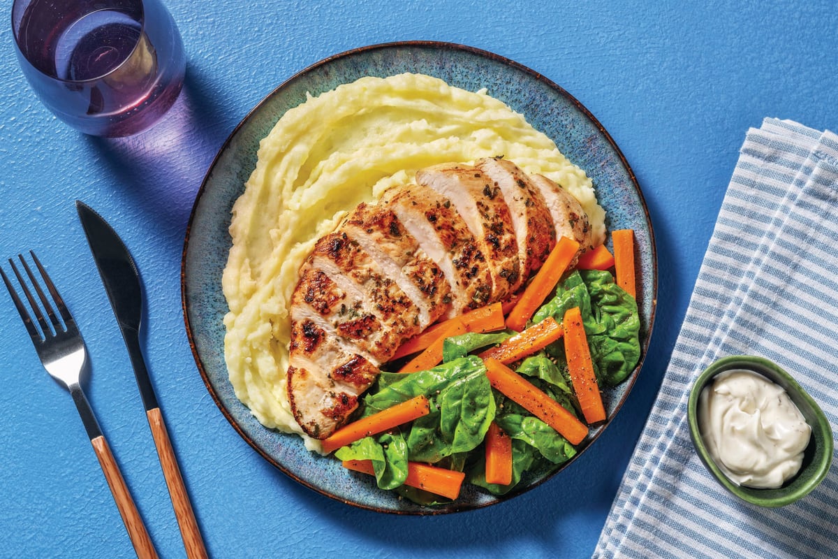 Double Garlic Chicken Steaks & Mash