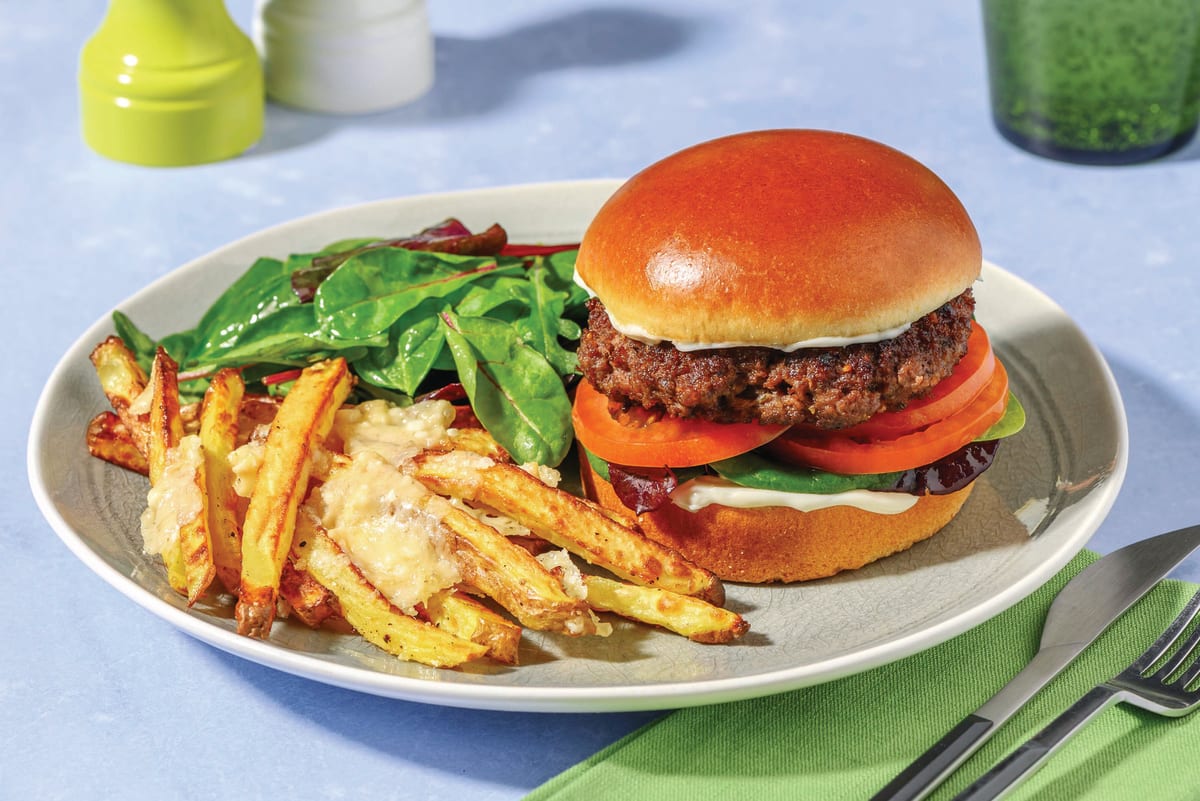 HelloHero: Cheesy Italian Herby Beef Burger