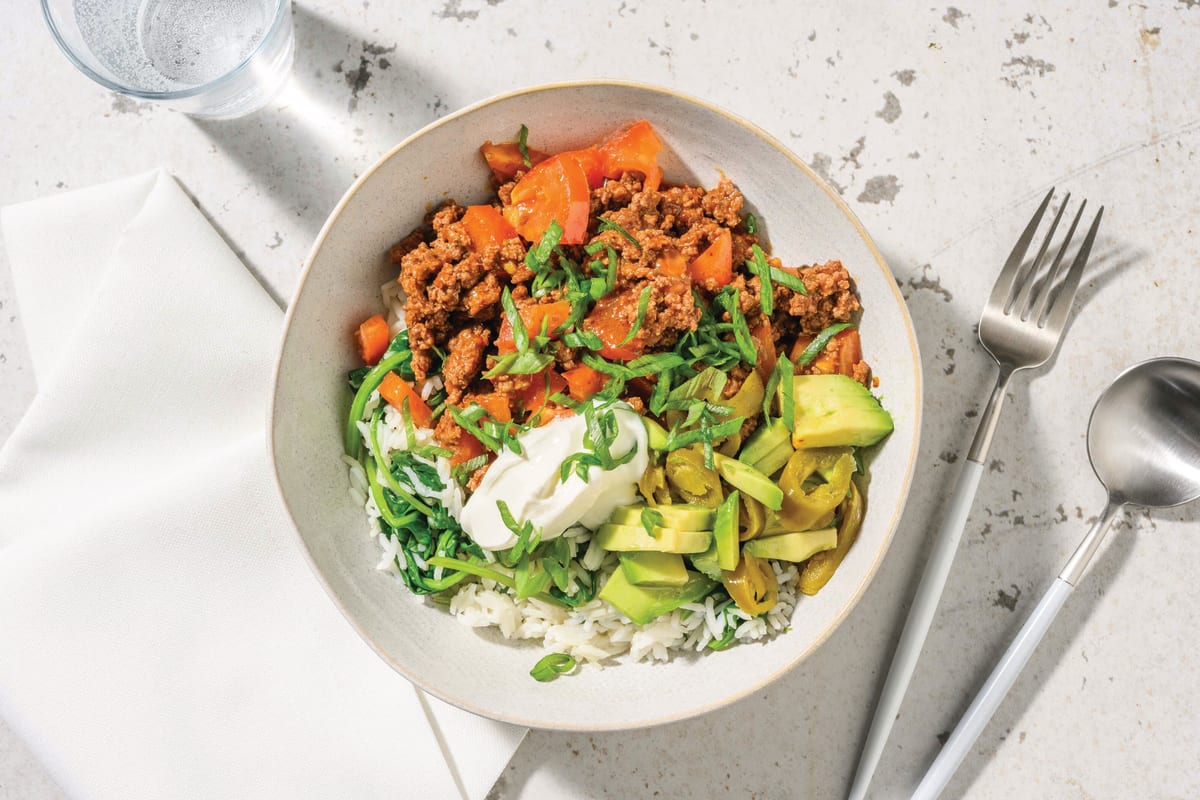 Chipotle Beef & Spinach Rice Bowl