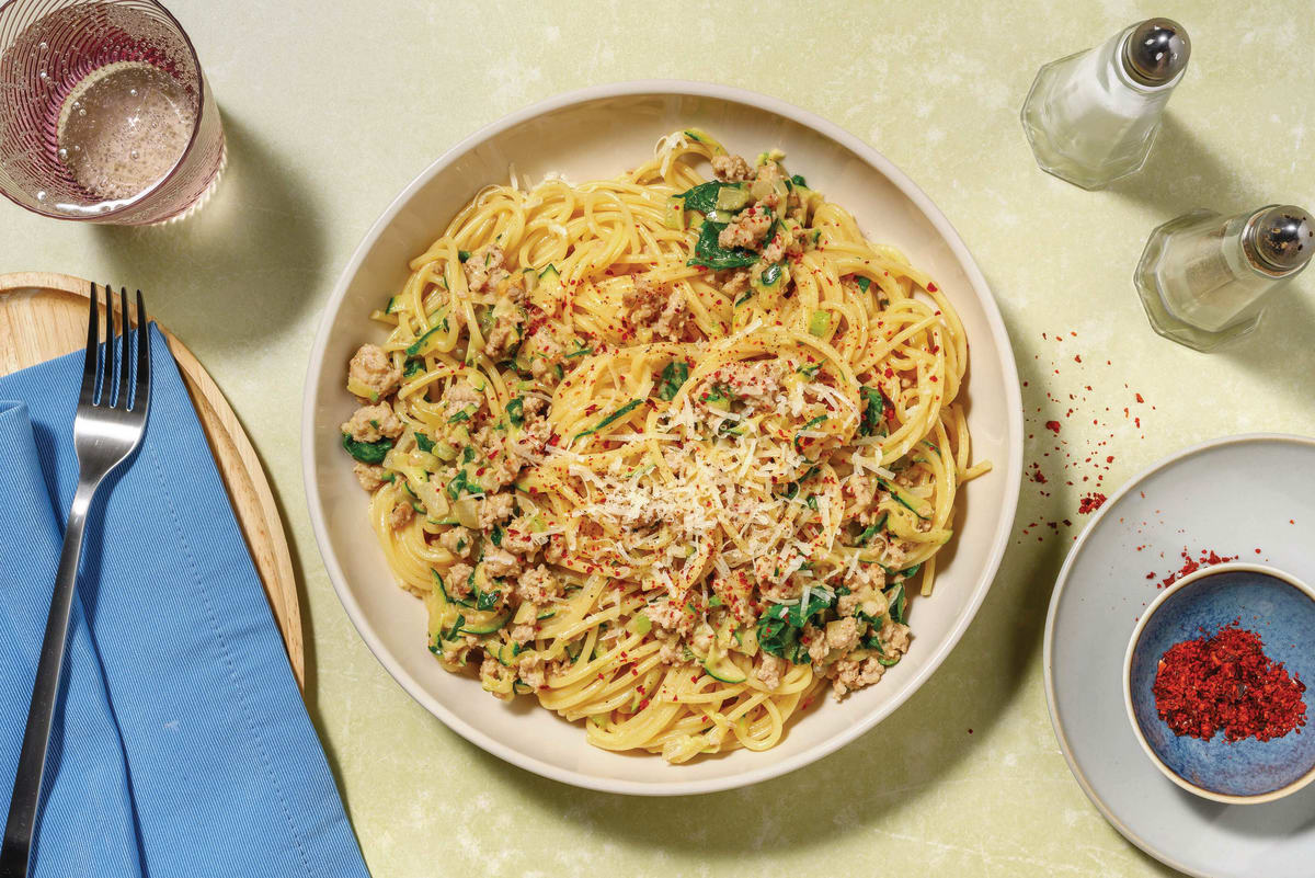 Quick Creamy Pork & Courgette Fusilli