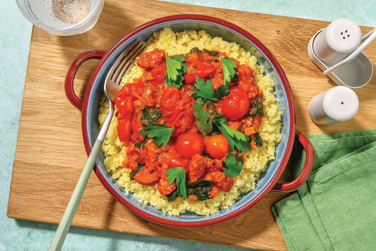 Easy One-Pot Chorizo, Chicken & Cherry Tomato Stew