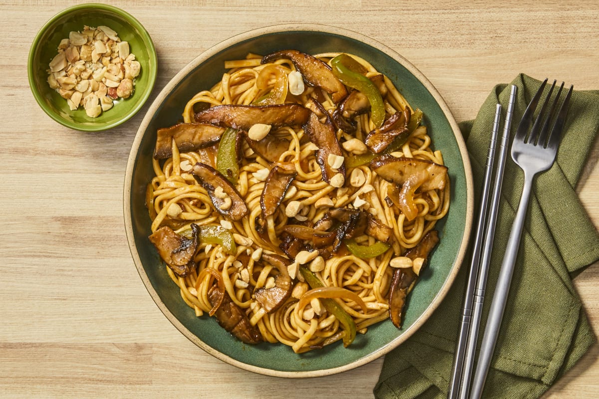 Spicy-Sweet Szechuan Portobello Lo Mein