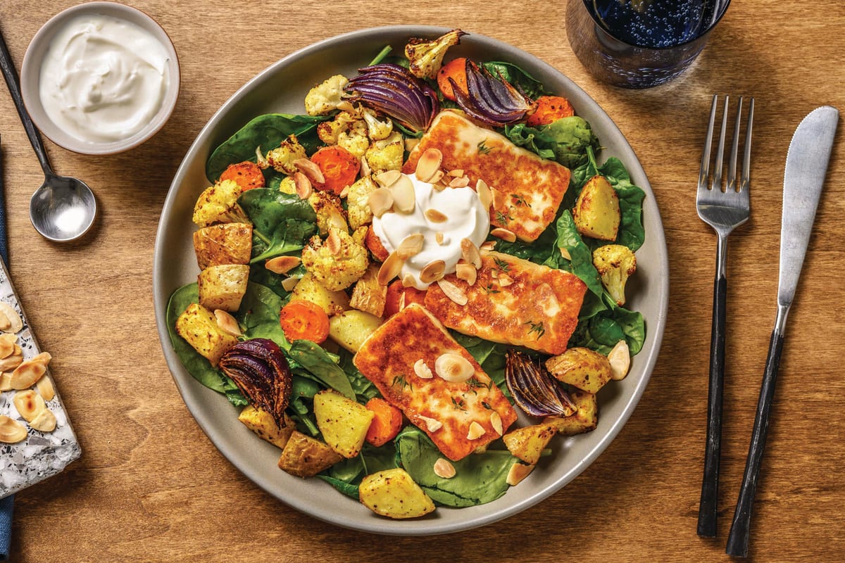 Honey-Thyme Haloumi & Roast Veggie Salad