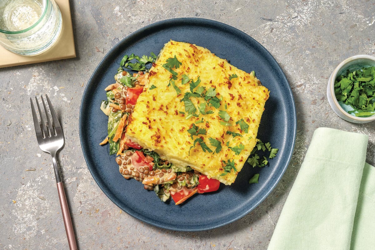 Caribbean Lentil, Beef & Veggie-Loaded Pie