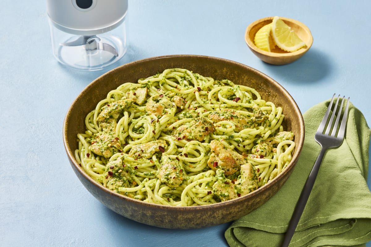  Spinach Pesto Spaghetti with Chicken