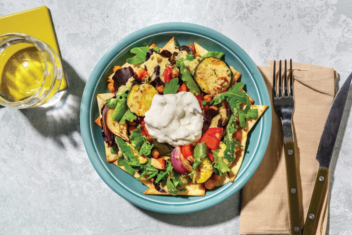 Fattoush-Style Haloumi, Chickpea & Veggie Salad