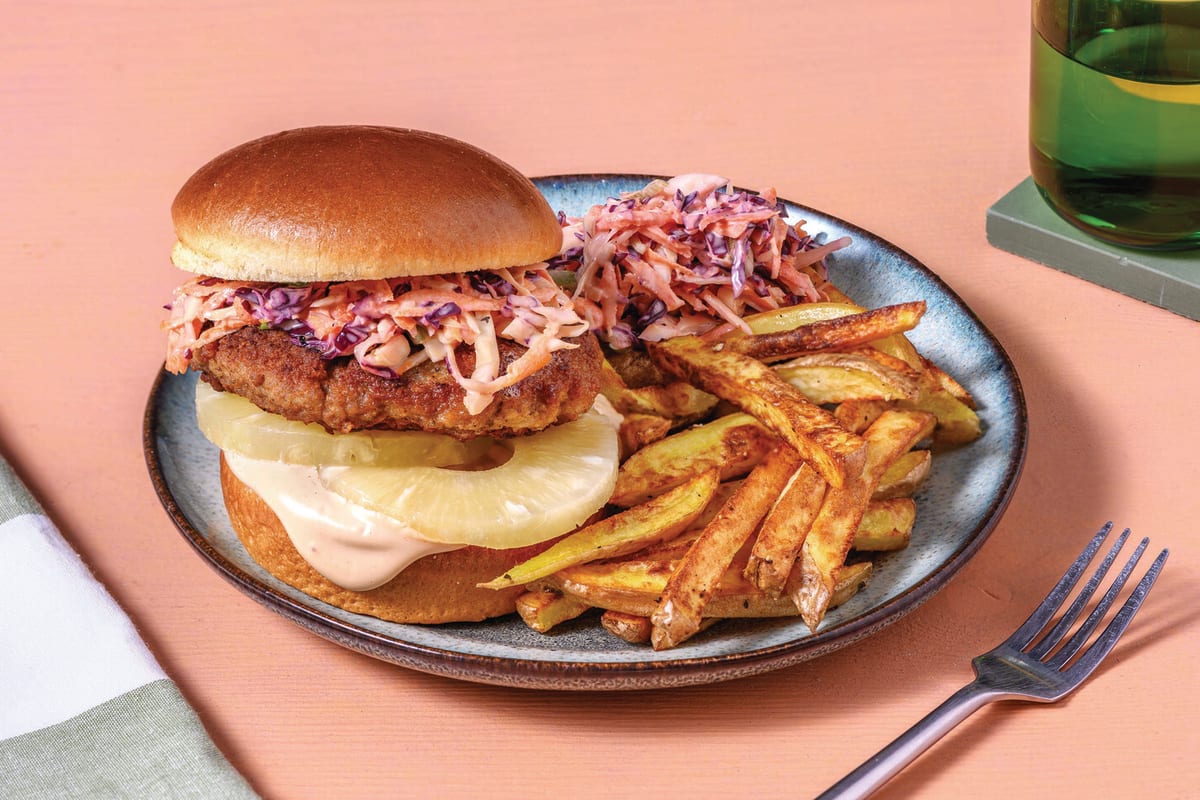 Easy Double Hawaiian-Style Smokey Pork Burger