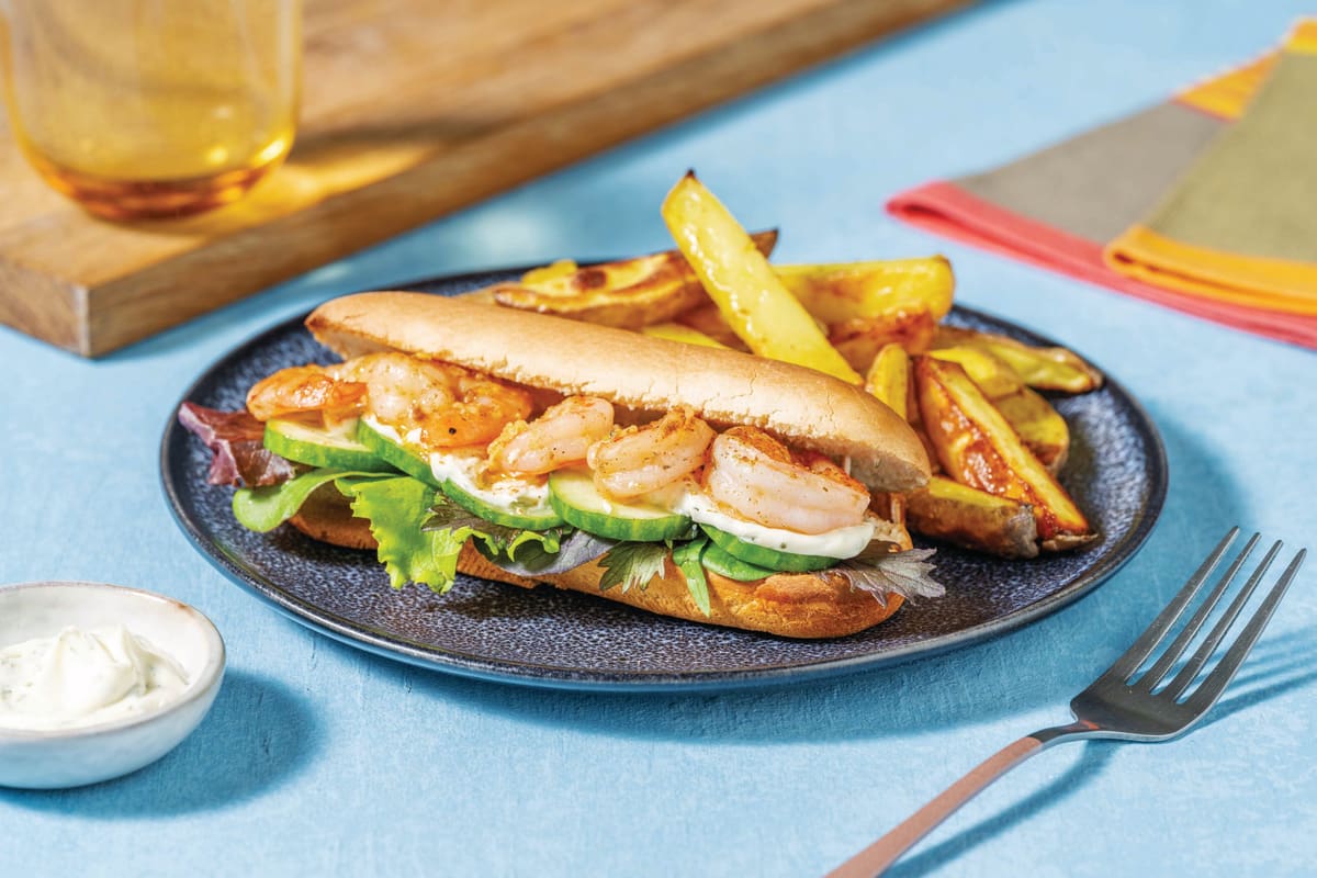 Garlic Butter Chicken Po'Boys & Spiced Fries