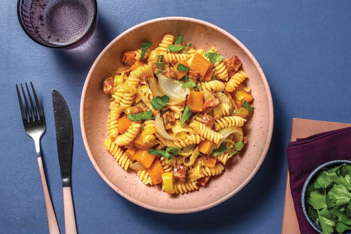 Creamy Chorizo & Roasted Pumpkin Fusilli