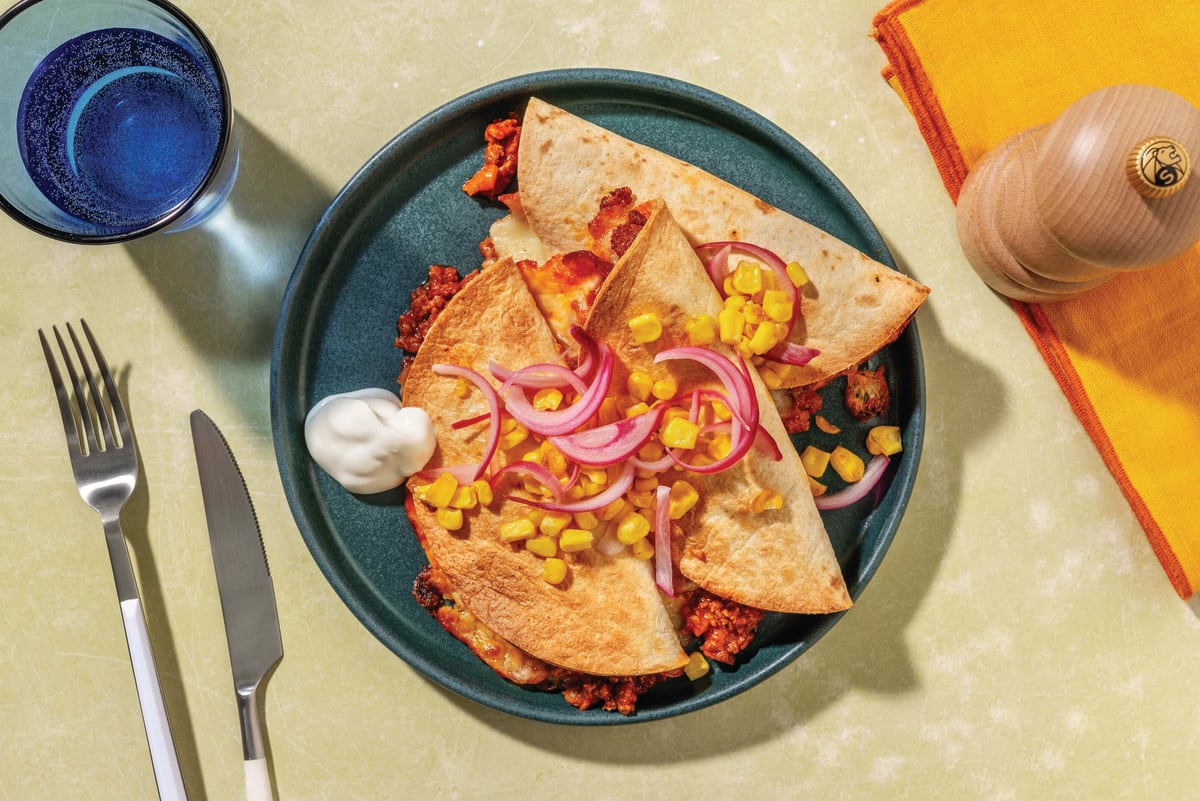 Cheesy Beef & Veggie Quesadillas