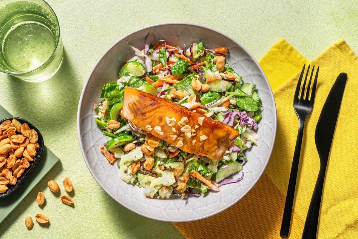 Quick Sweet Chilli Salmon & Creamy Asian Slaw