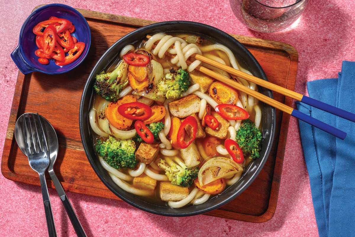 One-Pot Asian Chicken, Tofu & Udon Soup