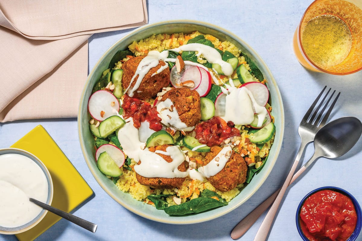 Nourishing Falafel & Carrot Couscous Bowl