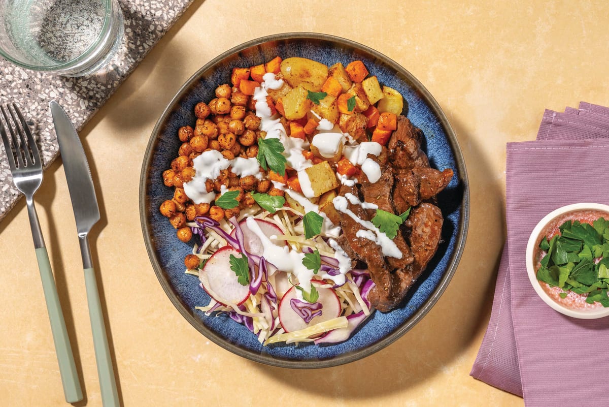 Double Mumbai Apricot Beef & Chickpea Bowl