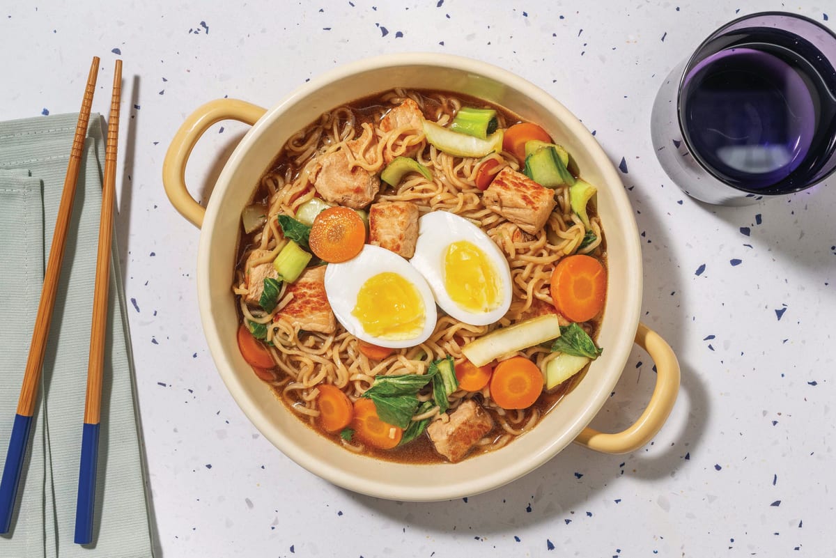 Slow-Cooked Pork Ramen-Style Noodle Soup