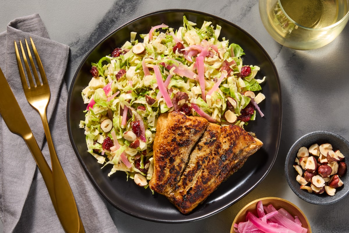 Lemon-Garlic Barramundi & Brussels Salad