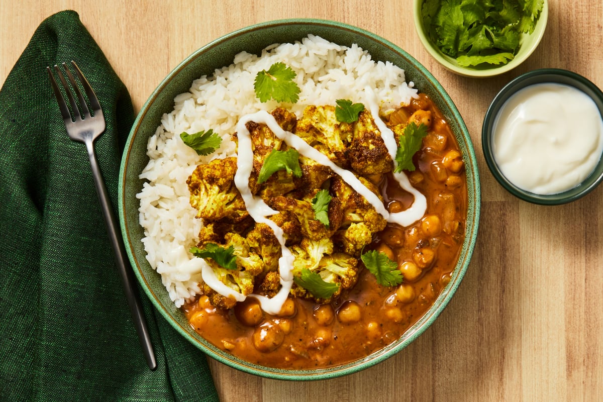 Spiced Cauliflower with Chickpea Curry