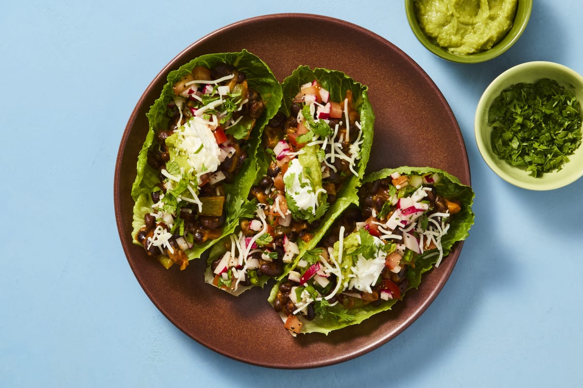 One-Pan Bean & Pepper Lettuce Wraps