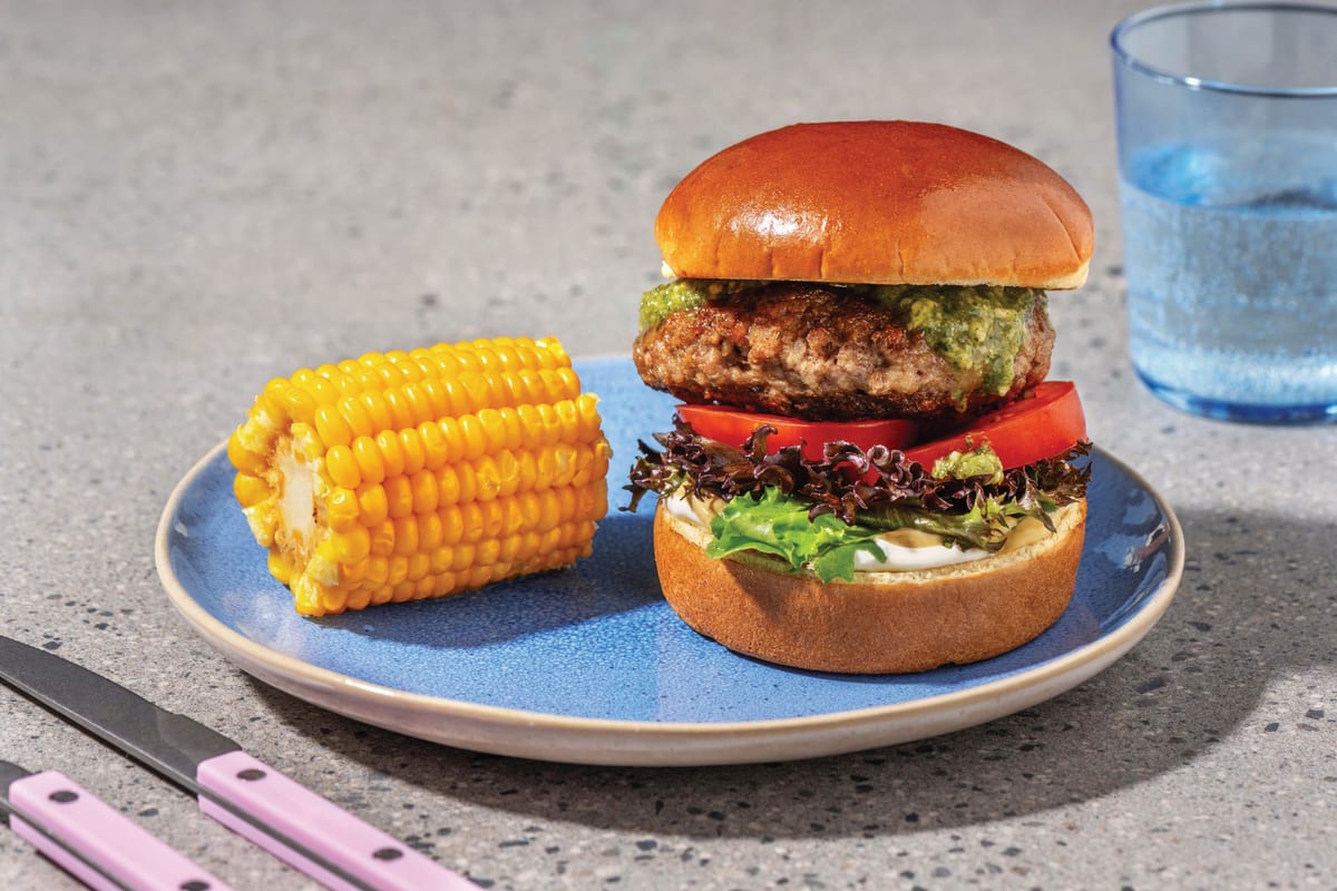 Classic Pork & Gherkin Relish Burger