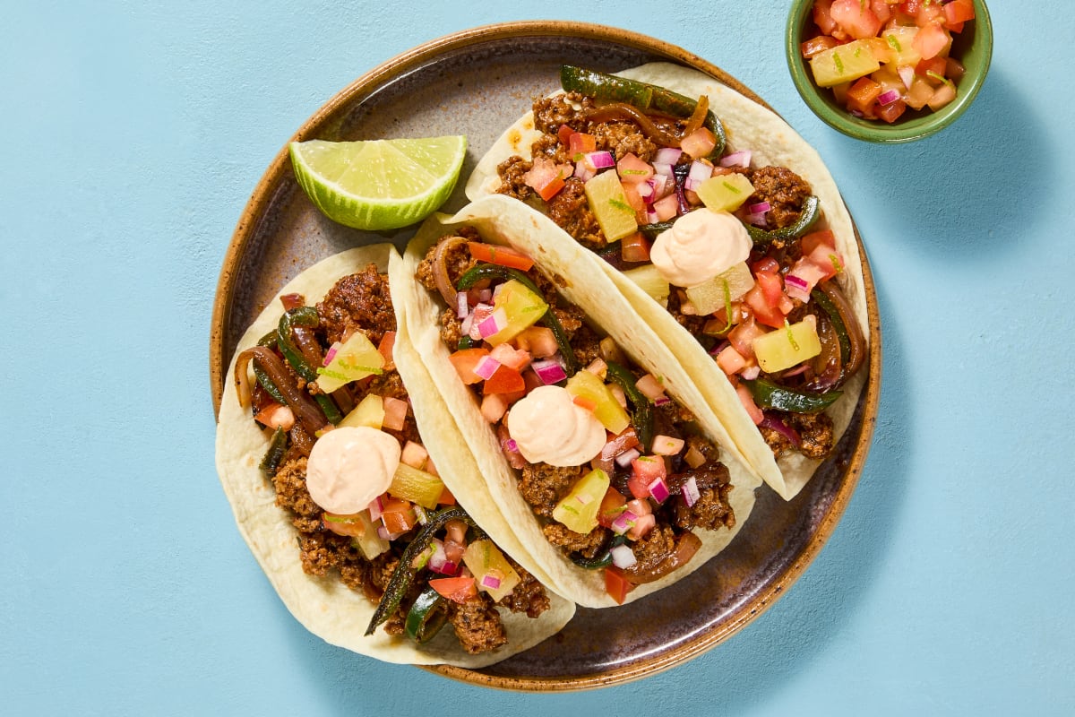 One-Pan Turkey & Charred Pepper Tacos