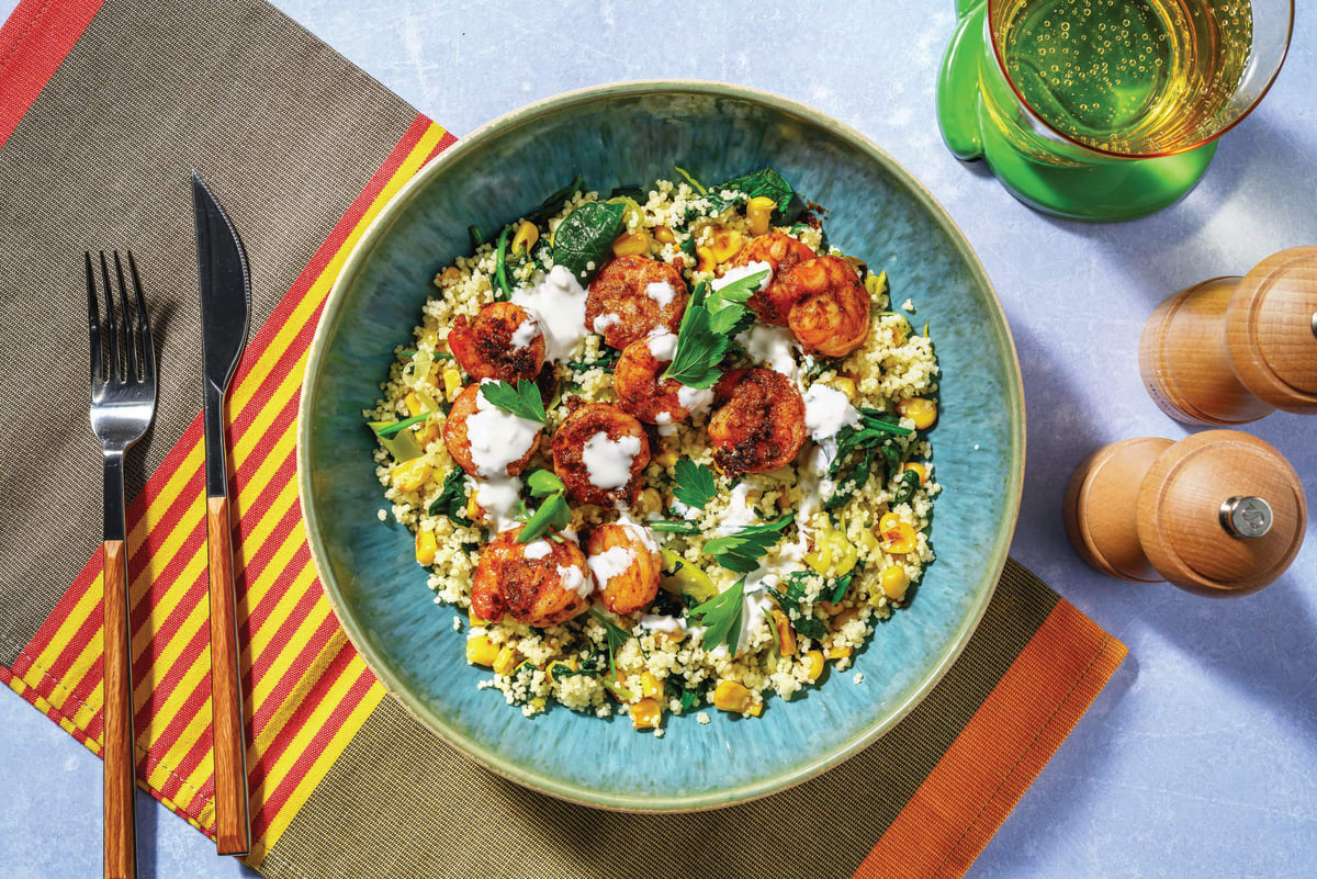 Caribbean Jerk Prawns & Veggie Couscous