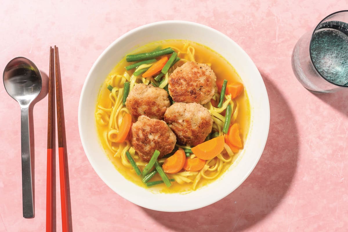 One-Pot Double Char Siu Pork Meatball & Noodle Soup