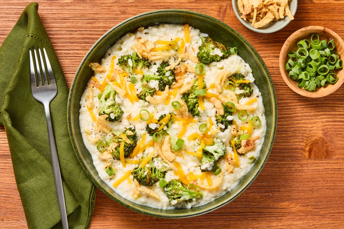 Creamy Double-Cheddar Broccoli Risotto