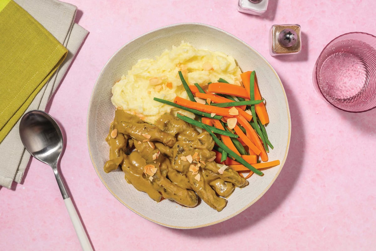 Quick Beef Stroganoff & Garlic Mash