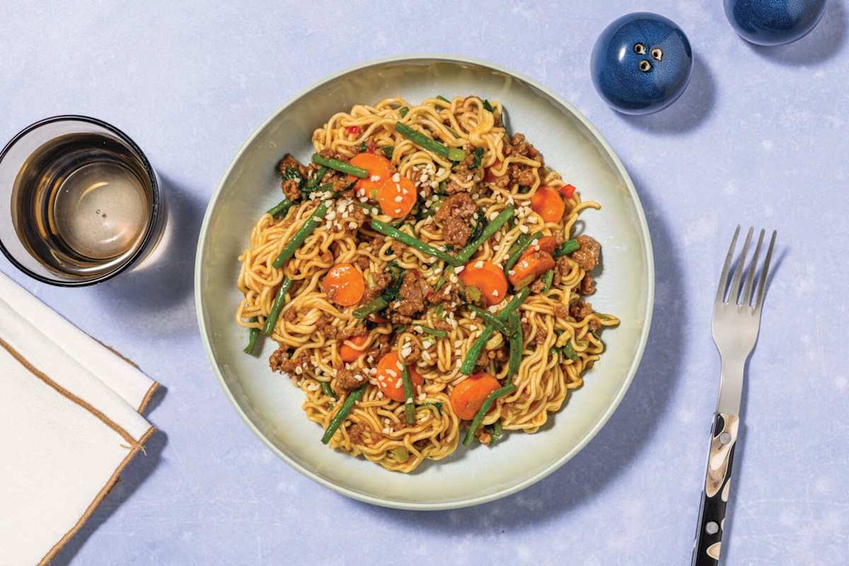 Oyster Chicken & Green Bean Noodle Stir-Fry