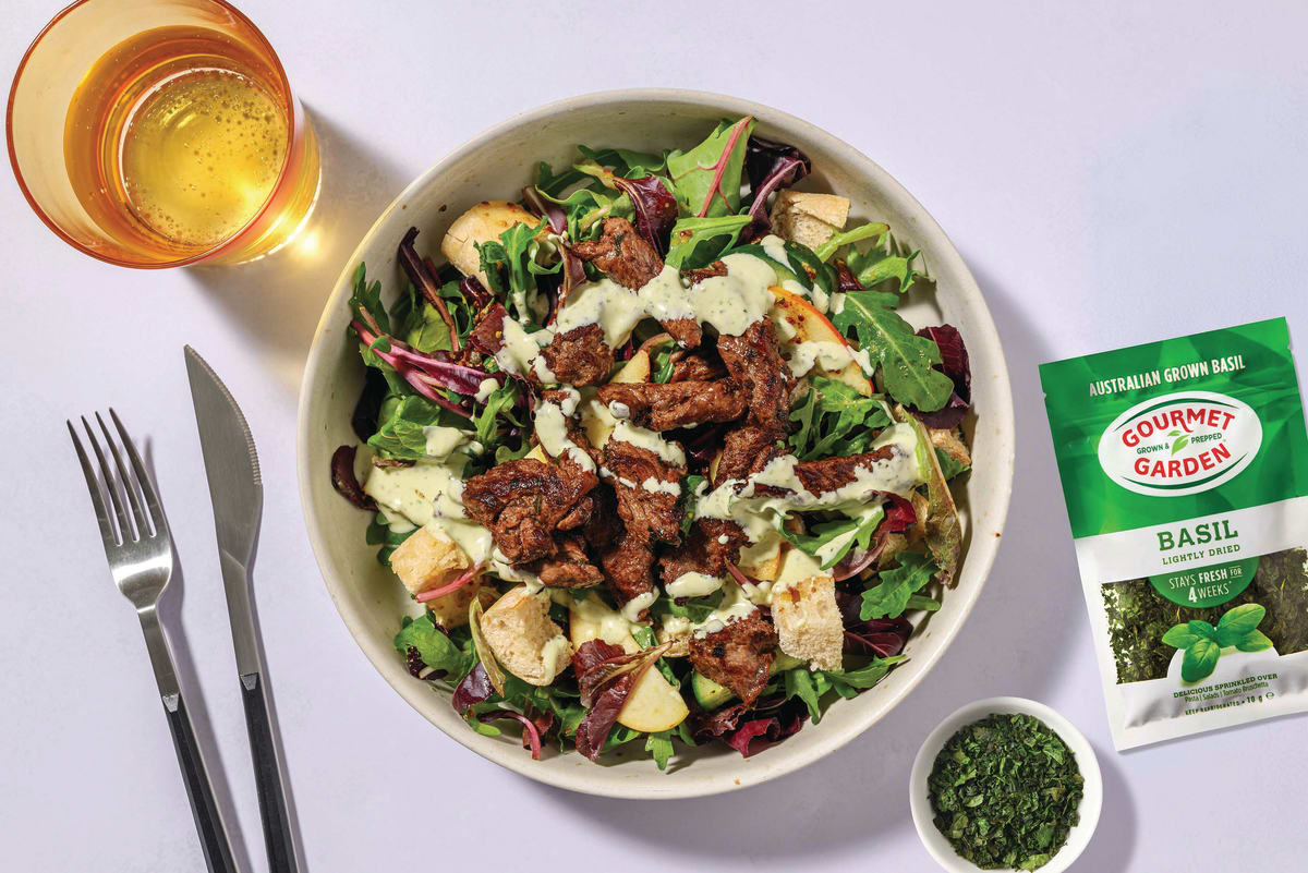 Herbed Beef & Crouton Salad Bowl