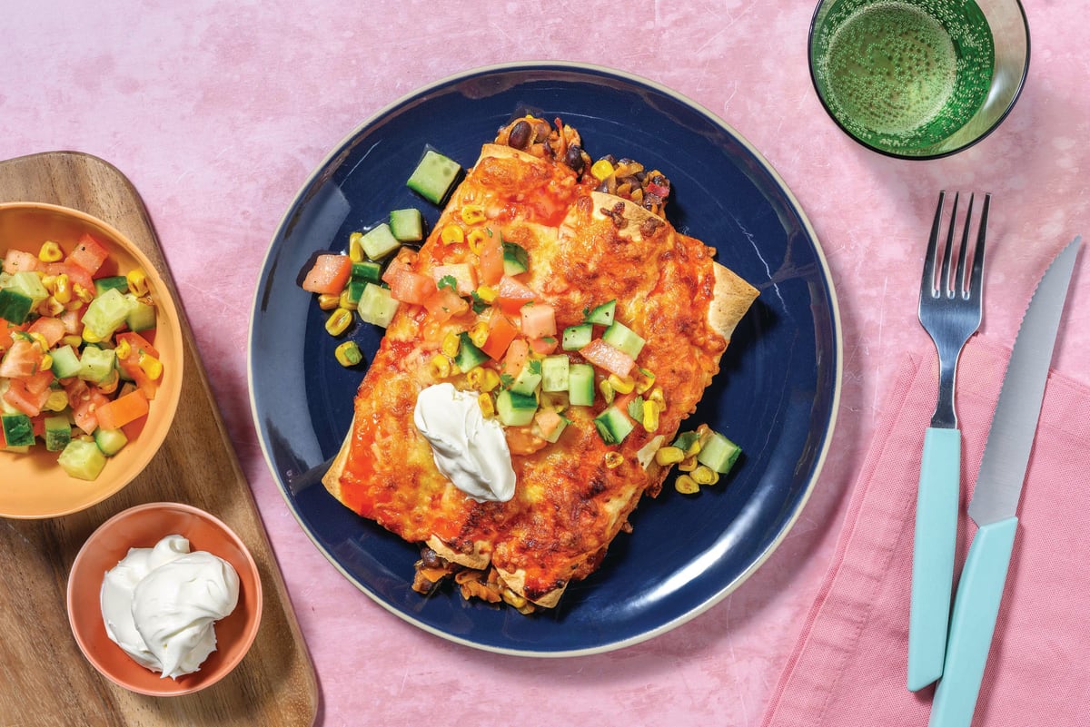 Saucy Mexican Bean Enchiladas