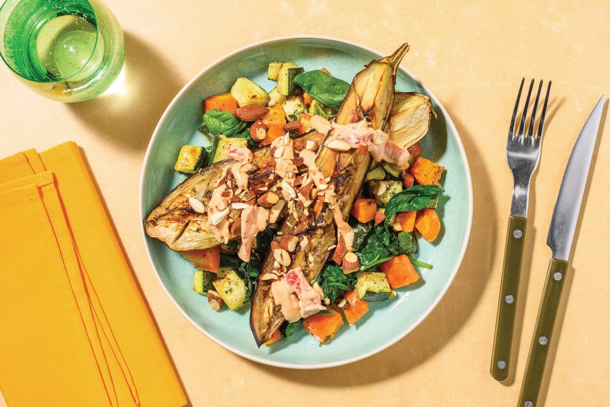 Greek-Style Eggplant Wedges & Roast Veggies