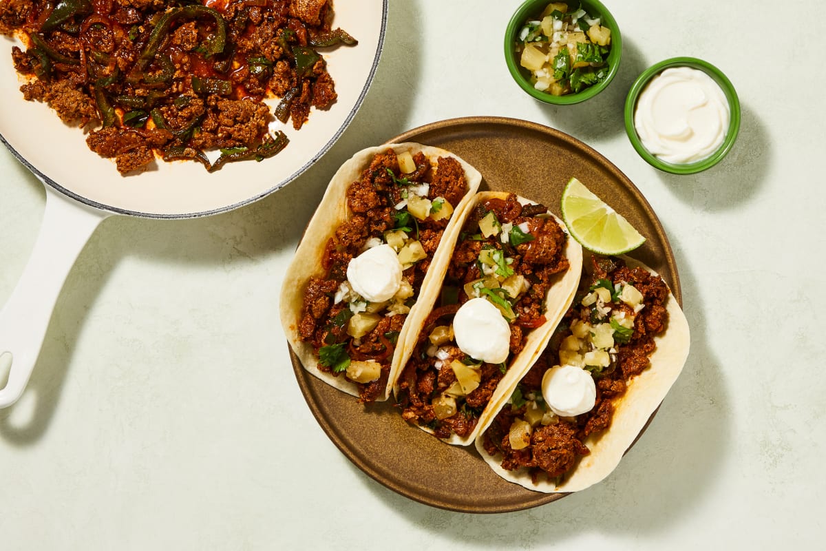 One-Pan Pineapple Salsa Turkey Tacos