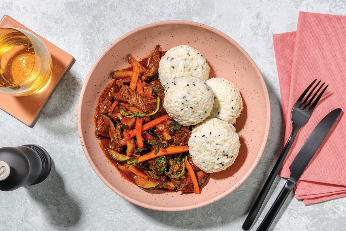 Saucy Beef & Sesame Rice Balls