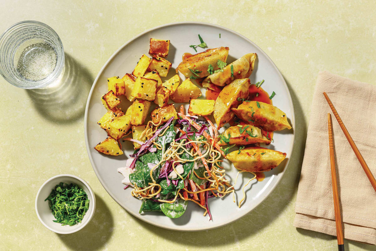 Pork Gyozas & Crispy Noodle Slaw