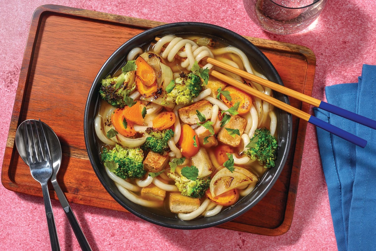 One-Pot Asian Tofu & Udon Soup