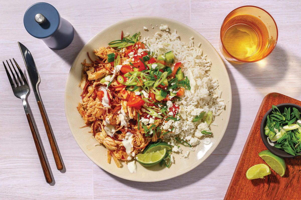 HelloHero: Peri-Peri Pulled Chicken & Garlic Rice 