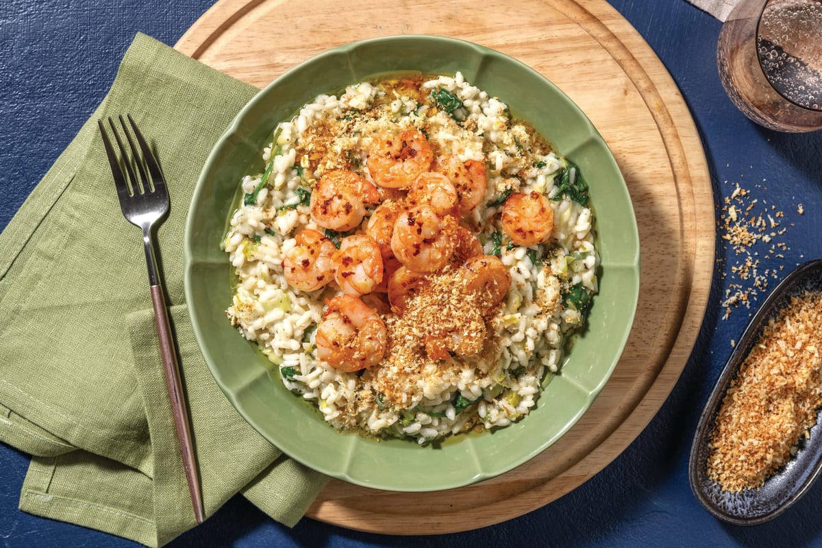 Chilli Butter Prawns & Leek Risotto