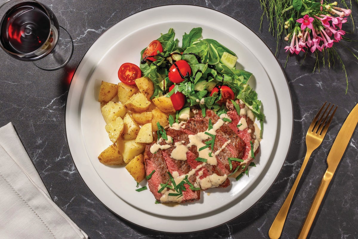 Beef Rump & Creamy Parmesan Sauce