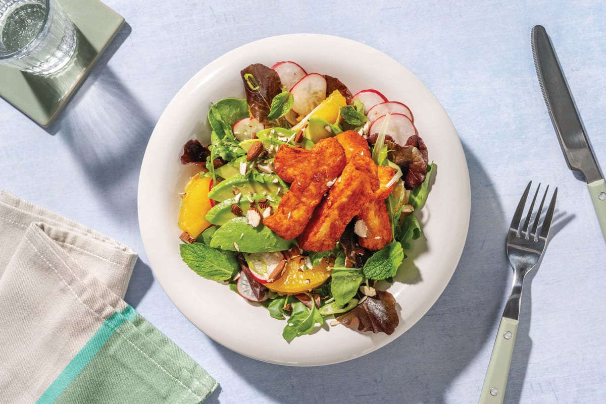 Glazed Halloumi, Orange & Radish Salad