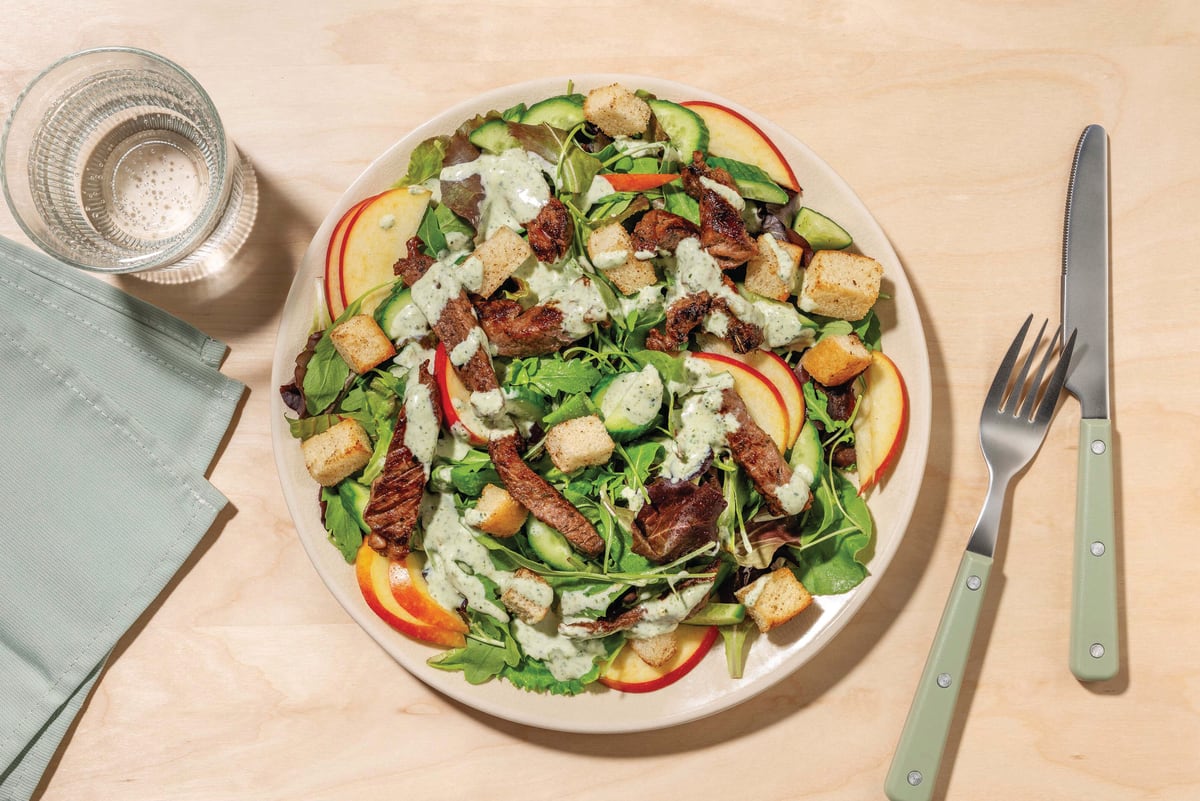 Quick Herbed Beef & Apple Salad Bowl