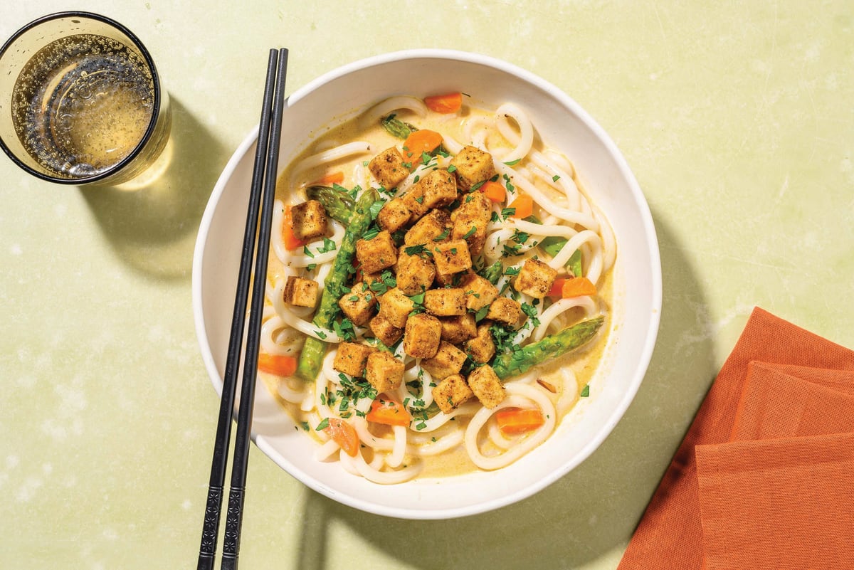 Southeast Asian-Style Chicken & Tofu Noodle Soup