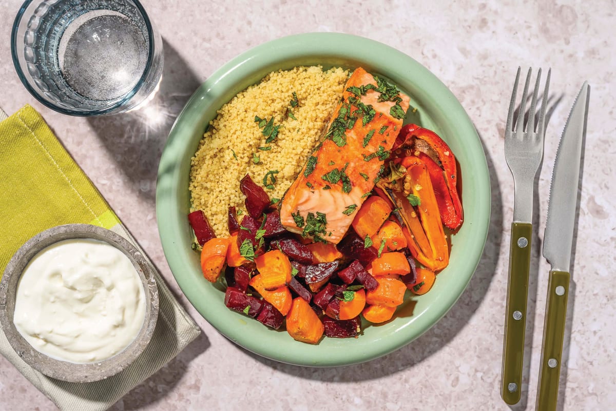 Honey-Glazed Salmon & Moroccan Couscous