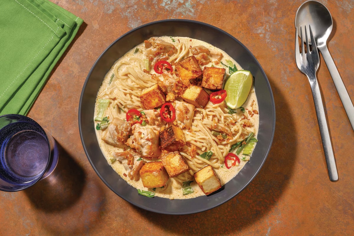 Malaysian Chicken & Tofu Laksa Noodle Soup