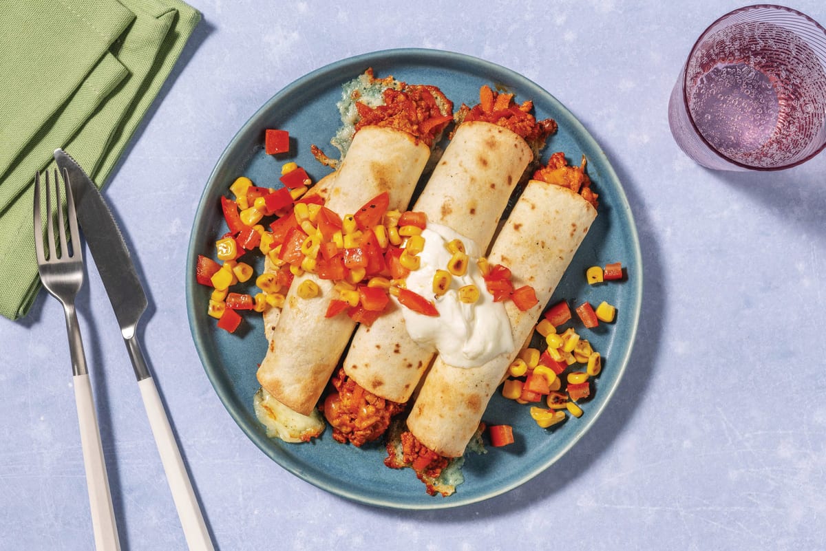 Cheesy Smokey BBQ Beef Taquitos